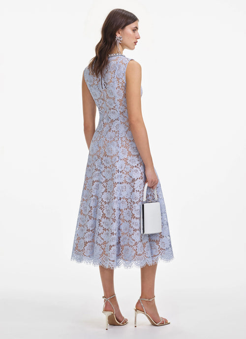 Self Portrait Fine Lace Pearl Midi Dress